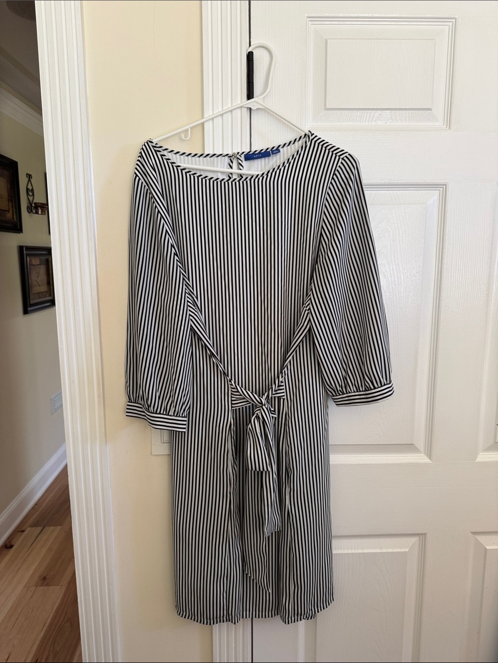Apt. 9 Black & White Vertical-Stripe Tie-Front Midi Dress